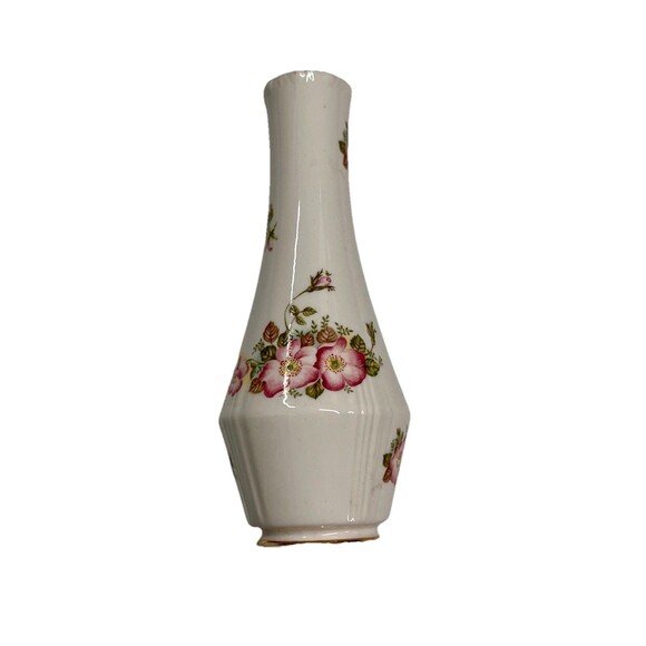 VINTAGE Royal Grafton Bud Vase Wild Rose Porcelain Fine Bone China Gilded Rim - Picture 10 of 10
